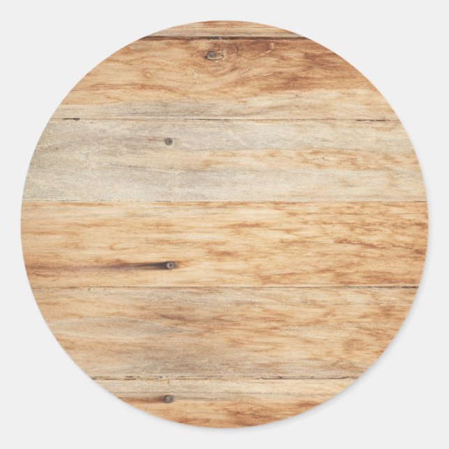 Brown wooden texture frame background classic round sticker (Front)