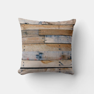 Brown wooden wall throw pillow