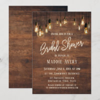 Brown Wooden Wall w/ Edison Lights Bridal Shower
