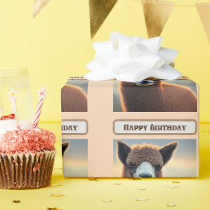 Brown Woolly Alpaca, Birthday  Wrapping Paper