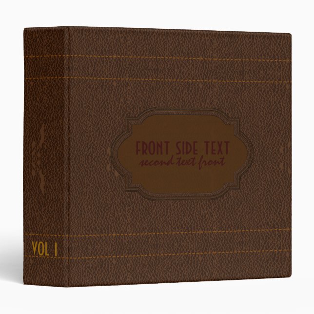 Brown Worn-Out Leather Gold & Stitches Accent 2 Binder (Front/Spine)
