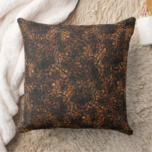 Brown wrinkled texture with burnt spots and cracks throw pillow