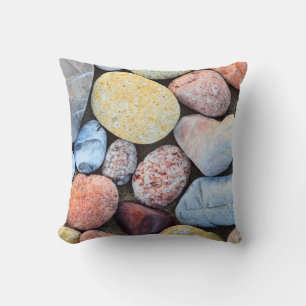 Brown yellow and grey stones throw pillow