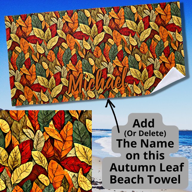 Brown & Yellow Autumn Leaves Beach Towel (Creator Uploaded)