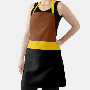 Brown Yellow Black Colour Block Style Design  Apron