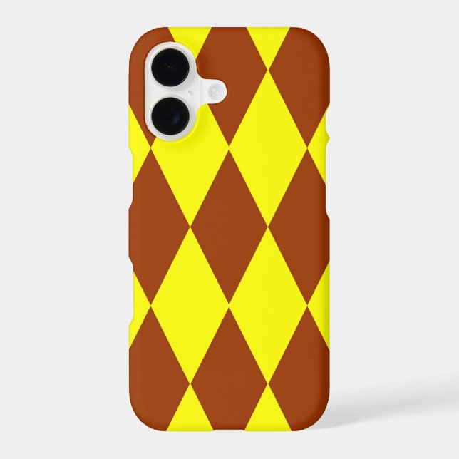Brown Yellow Harlequin Checkered Design  (Back)