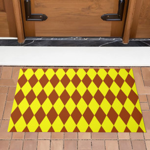 Brown Yellow Harlequin Checkered Design  Doormat