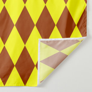 Brown Yellow Harlequin Checkered Design Fabric