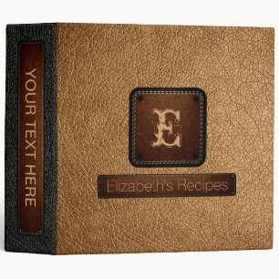 Brown Yellow Leather Elegant Monogram Binder