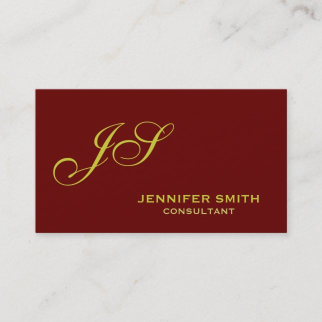 Brown Yellow Monogram Consultant Business Card (Front)