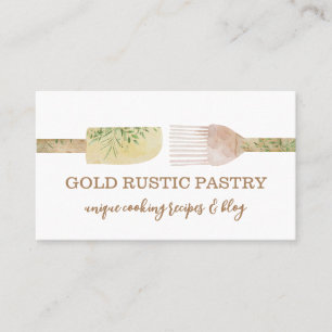 Brown Yellow Pastry eucalyptus leaf spoon Business Card
