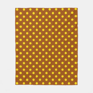 Brown Yellow Polka Dots Design Fleece Blanket