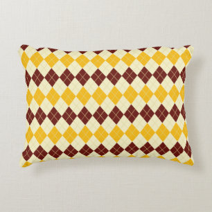 Brown - Yellow Scottish Tartan-Pattern Accent Pillow
