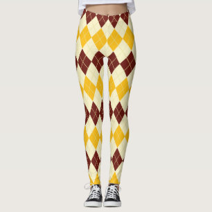 Brown - Yellow Scottish Tartan-Pattern Leggings