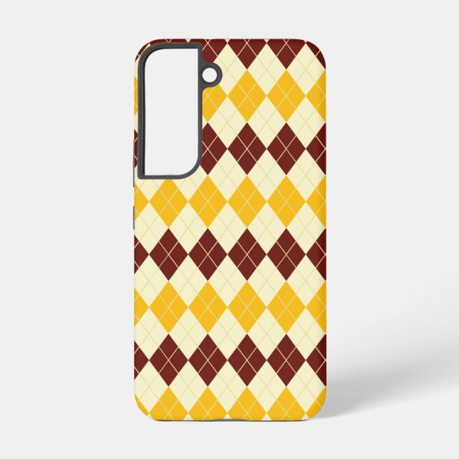 Brown - Yellow Scottish Tartan-Pattern Samsung Galaxy S22 Case (Back)