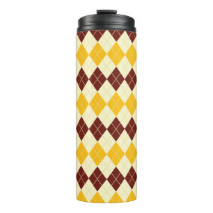 Brown - Yellow Scottish Tartan-Pattern Thermal Tumbler
