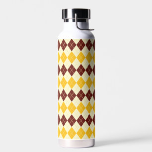 Brown - Yellow Scottish Tartan-Pattern Water Bottle