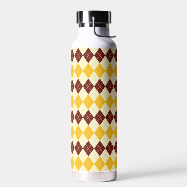 Brown - Yellow Scottish Tartan-Pattern Water Bottle (Left)