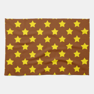 Brown Yellow Stars Pattern Decorative Kitchen Towel