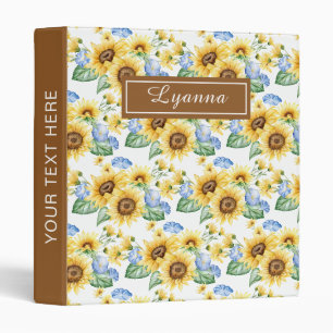 Brown Yellow Sunflowers Summer Personalize Binder