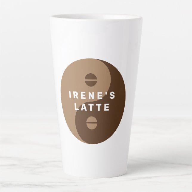 Brown Yin & Yang coffee bean logo custom latte mug (Front)