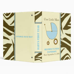 Brown Zebra Print Baby Boy Binder