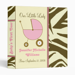 Brown Zebra Print Baby Girl Binder