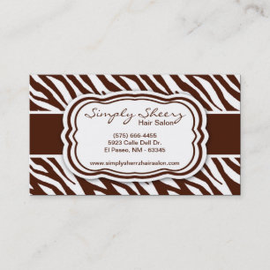 Brown Zebra Print Carte de visite salon de cheveux