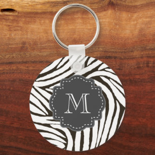 Brown Zebra Print Keychain