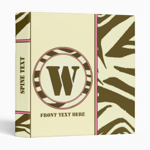 Brown Zebra Print Monogram Binder