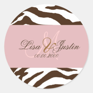 Brown zebra print,  monogram stickers