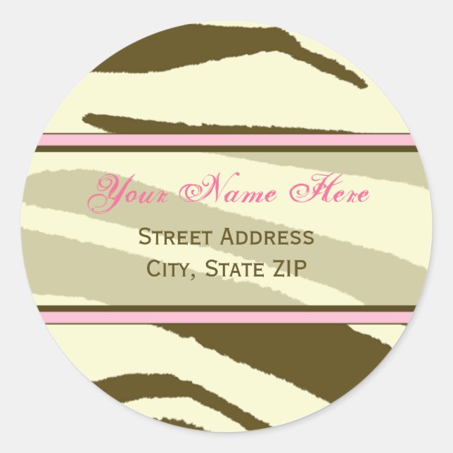 Brown Zebra Print with Pink Address Labels (Front)
