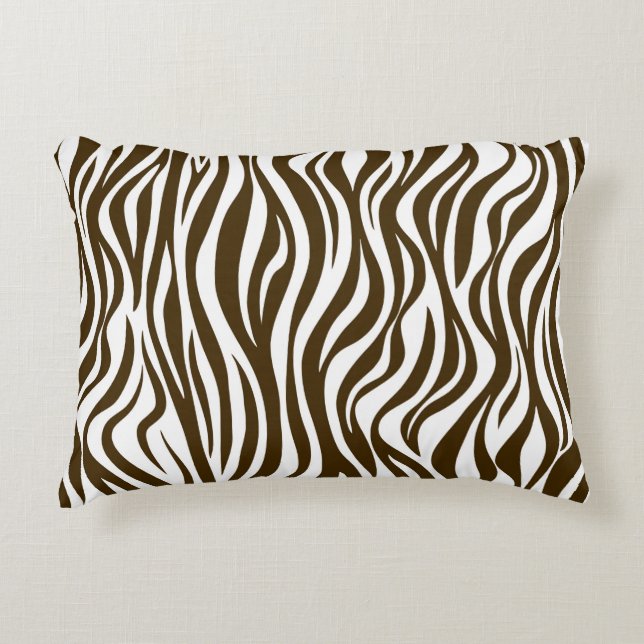 Brown Zebra Skin Print Accent Pillow (Front)