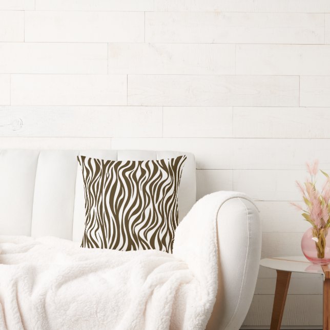 Brown Zebra Skin Print Throw Pillow (Couch)