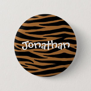 Brown Zebra Stripes Button
