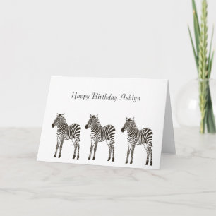 Brown Zebras Birthday Card