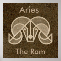Brown Zodiac Aries, The Ram, Horoscope Poster
