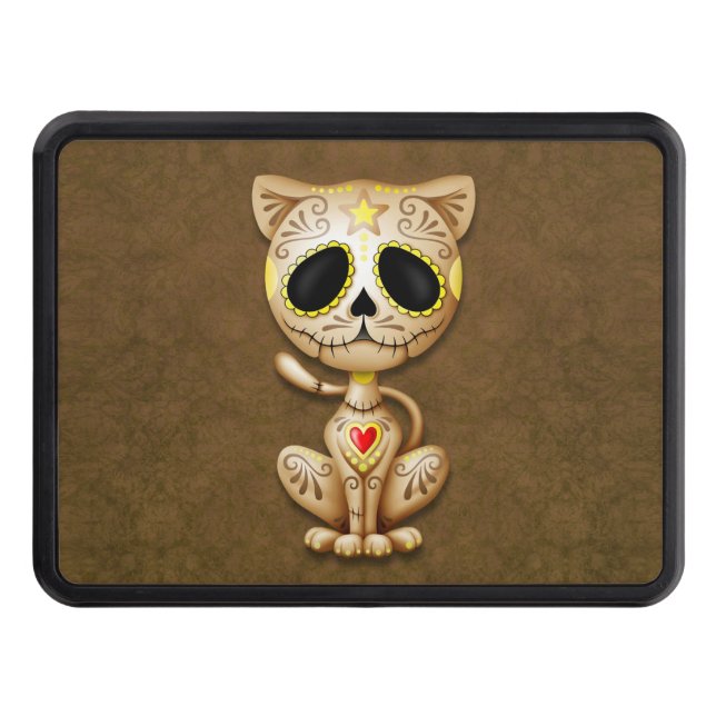 Brown Zombie Sugar Kitten Cat Trailer Hitch Cover (Front)