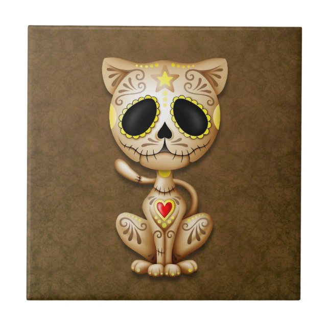 Brown Zombie Sugar Kitten Tile (Front)