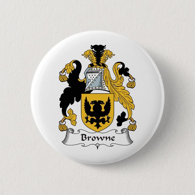 Browne Family Crest 2 Inch Round Button (Front)
