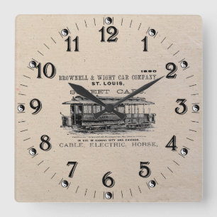 Brownell Car Company 1890 Square Wall Clock
