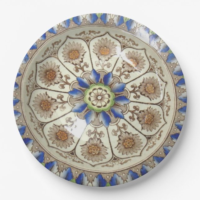 Brownfield Cyprus Polychrome 19C 9" paper plate (Front)