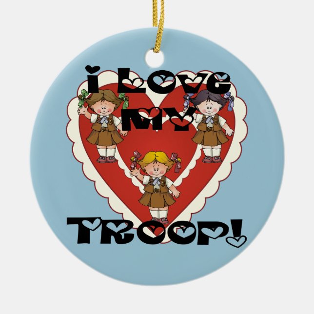 Brownie I Love My Troop Heart Ceramic Ornament (Front)