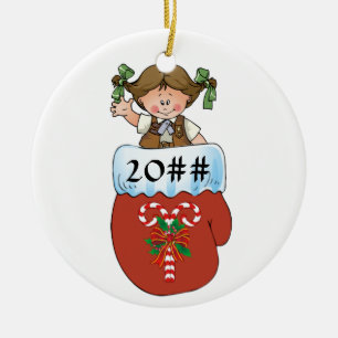 Brownie Mitten Brunette Ceramic Ornament
