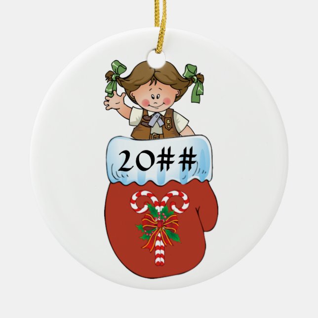 Brownie Mitten Brunette Ceramic Ornament (Front)