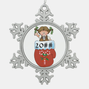 Brownie Mitten Brunette Snowflake Pewter Christmas Ornament