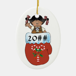 Brownie Mitten Dark Skin Ceramic Ornament