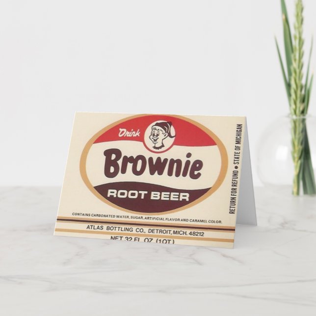 brownie root beer label greeting card (Front)