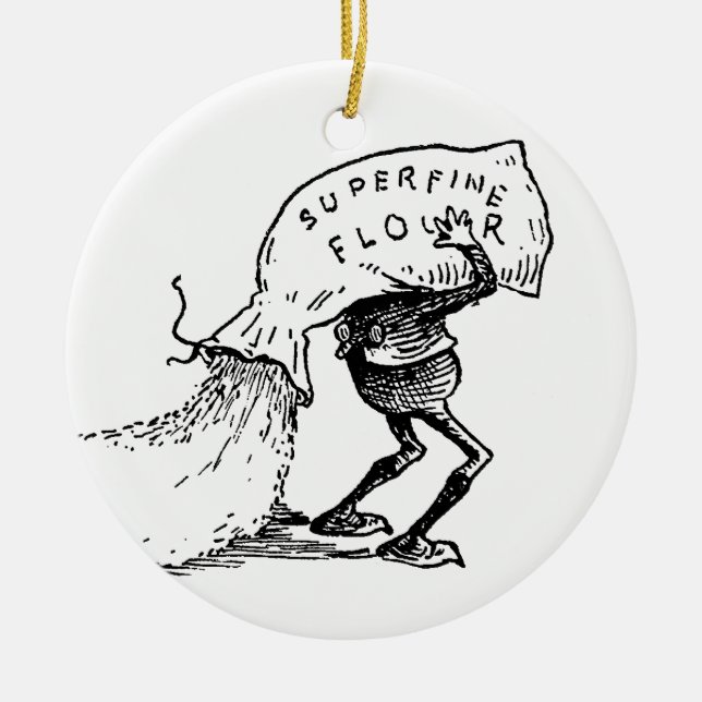 Brownie Spilling Flour Ceramic Ornament (Front)