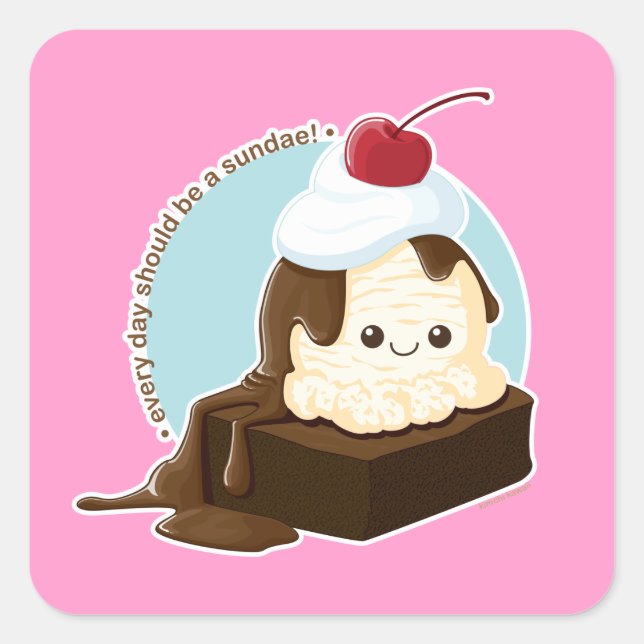 Brownie Sundae Square Sticker (Front)
